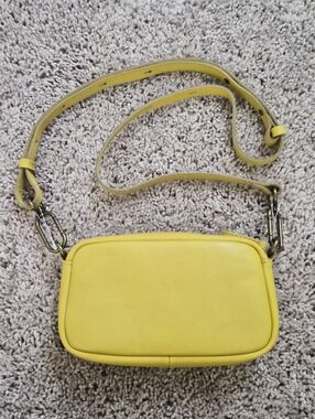 NWT Madewell The Leather Carabiner Mini Crossbody Bag in Guilded Chartreuse